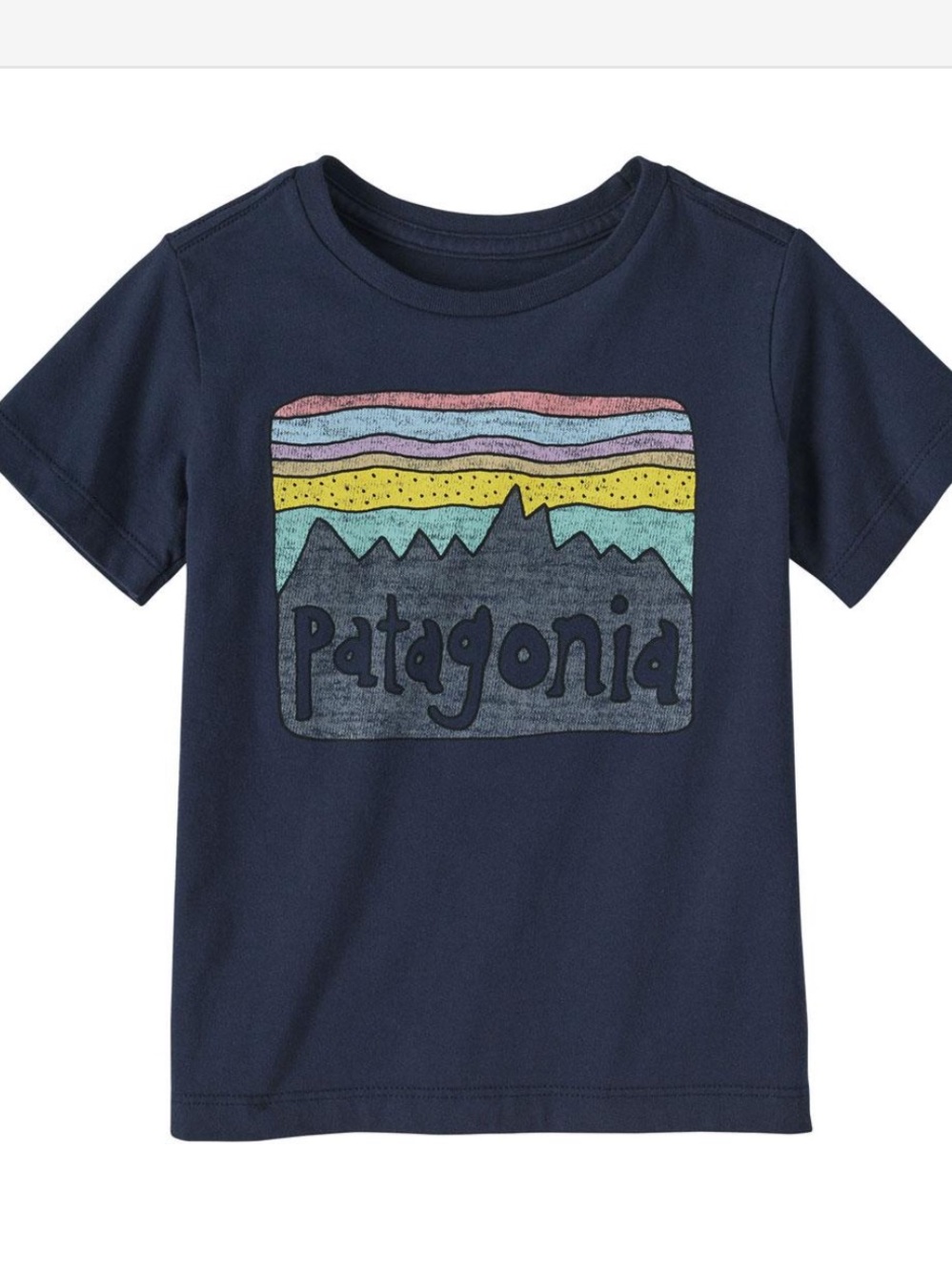 Patagonia Kids Navy Blue Graphic Mountain Tee Sz 5t